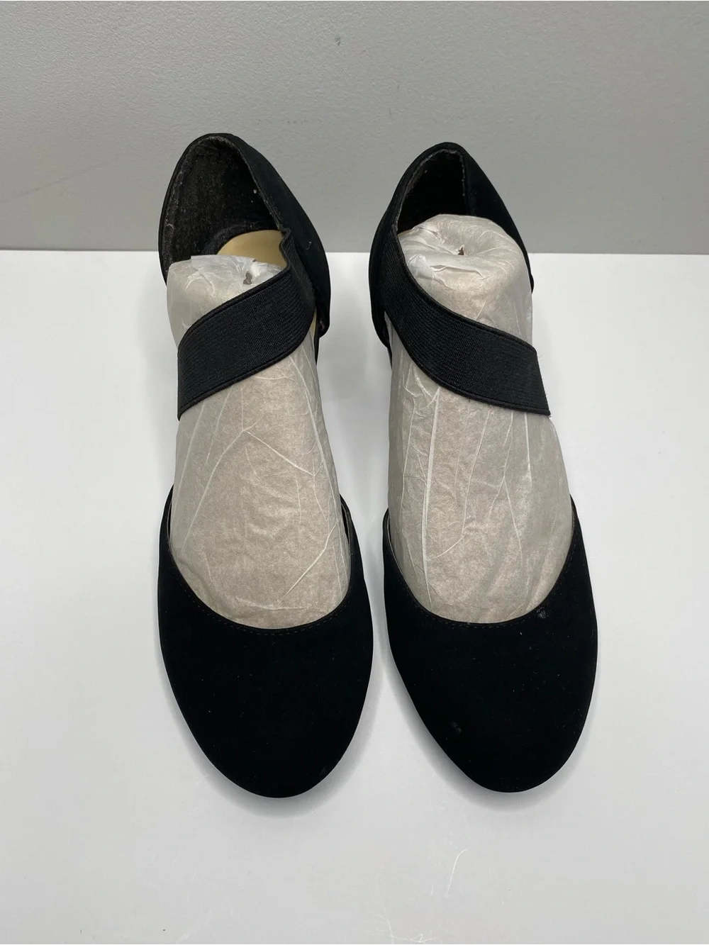Black Platform Mary Jane Pumps with Elastic Strap